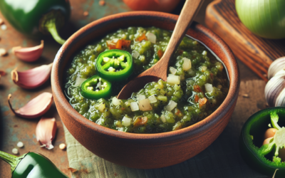 Salsa verde con cebolla y ajo rostizados