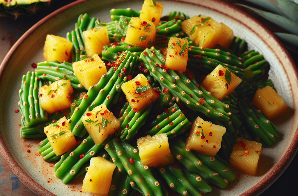 Ensalada vegana de nopales con piña