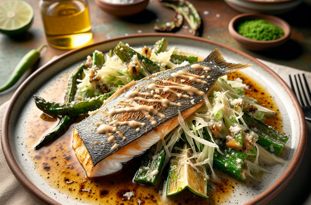 Pescado con ensalada de nopales y queso fresco