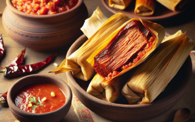 Tamales de costilla en salsa de guajillo