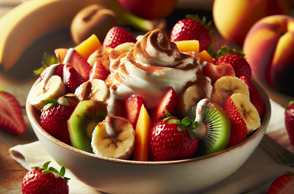 Frutas con crema y canela