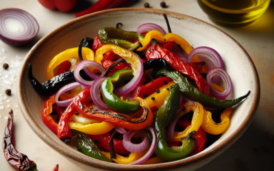 Ensalada de pimientos asados con cebolla morada