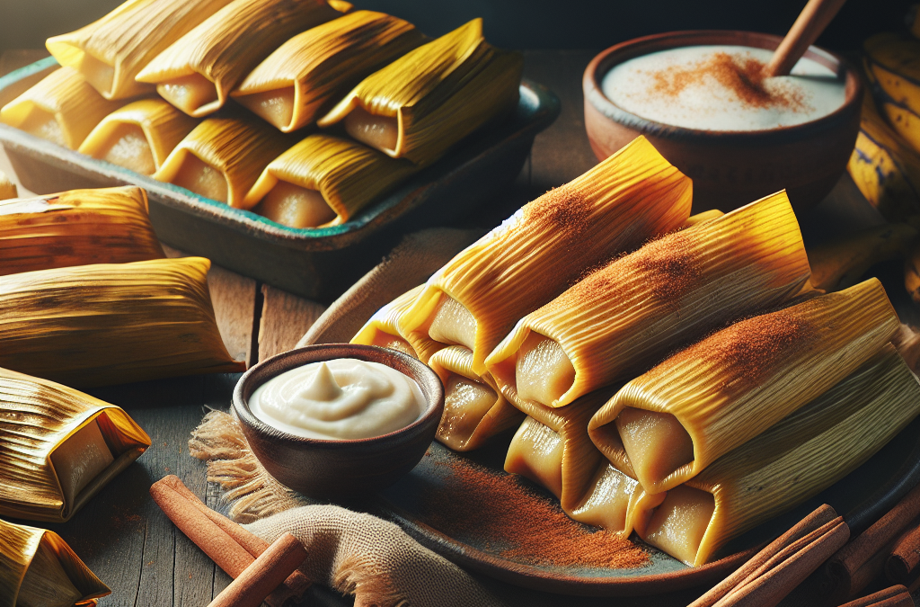 Tamales de plátano con crema y canela