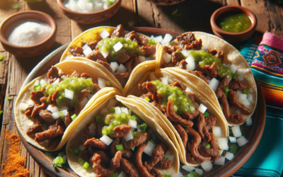 Tacos de tripitas con cebolla y salsa verde