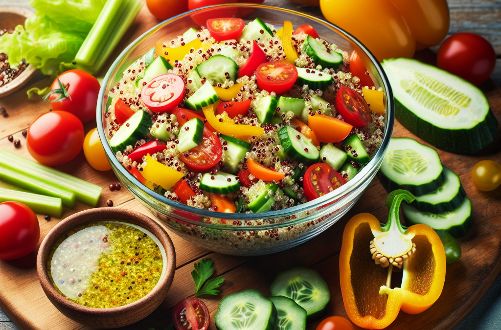 Ensalada de quinoa con verduras y aderezo de limón