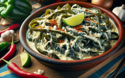 Rajas poblanas con crema y queso