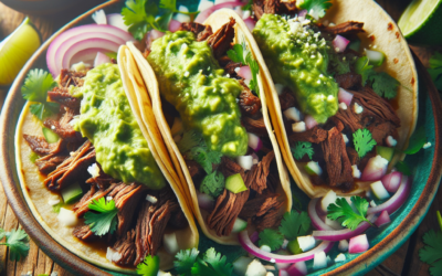 Tacos de suadero con salsa de guacamole