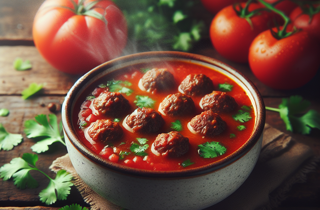 Sopa de jitomate con albóndigas de res