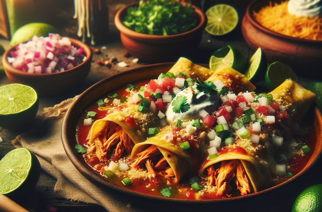 Enchiladas de pollo como botana