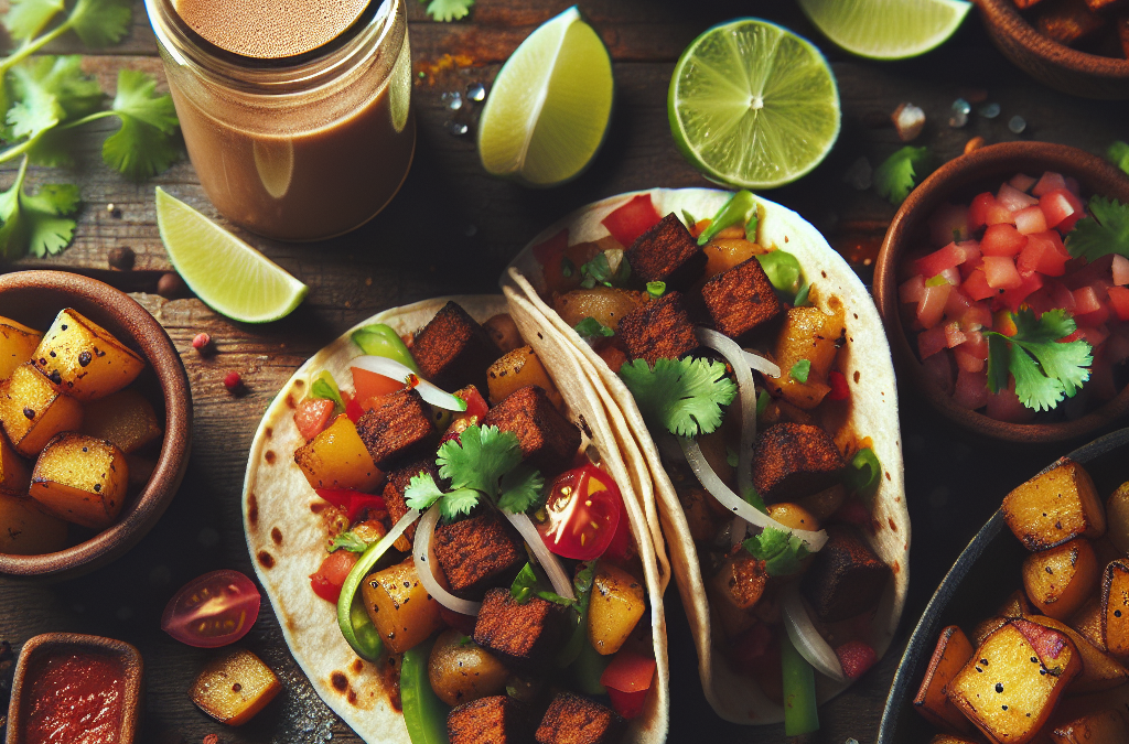 Tacos veganos de chorizo de soya y papas