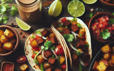 Tacos veganos de chorizo de soya y papas