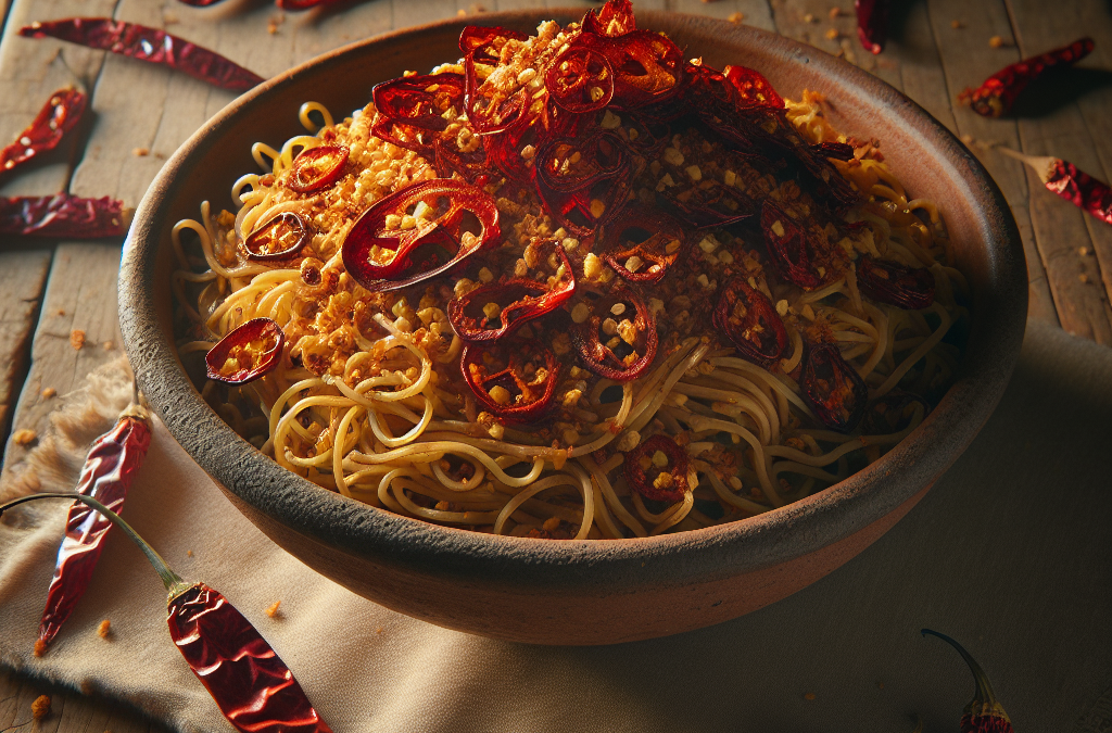 Fideo seco con chile pasilla y ajonjolí