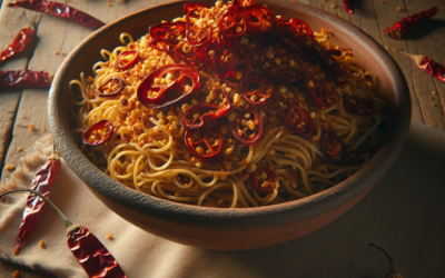 Fideo seco con chile pasilla y ajonjolí