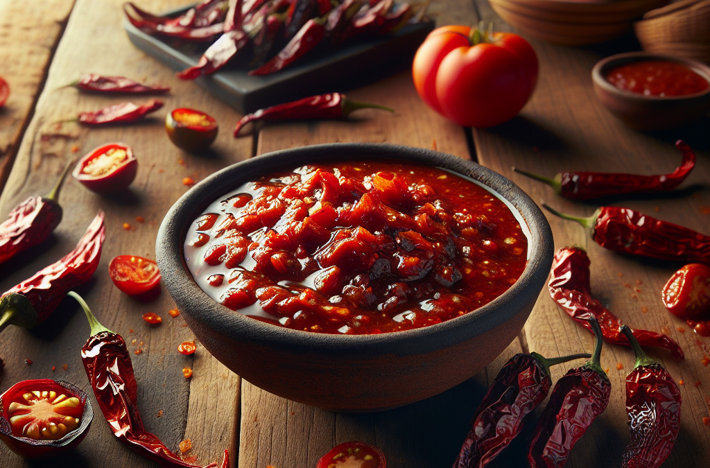 Salsa roja con chile guajillo y jitomate asado