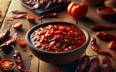 Salsa roja con chile guajillo y jitomate asado