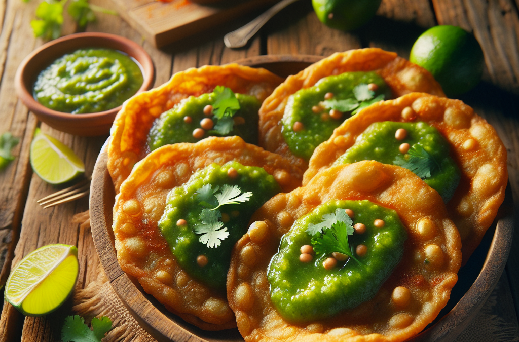 Tlacoyos de alverjón con salsa verde