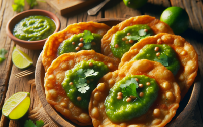 Tlacoyos de alverjón con salsa verde