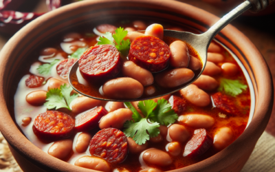 Sopa de frijoles charros con chorizo