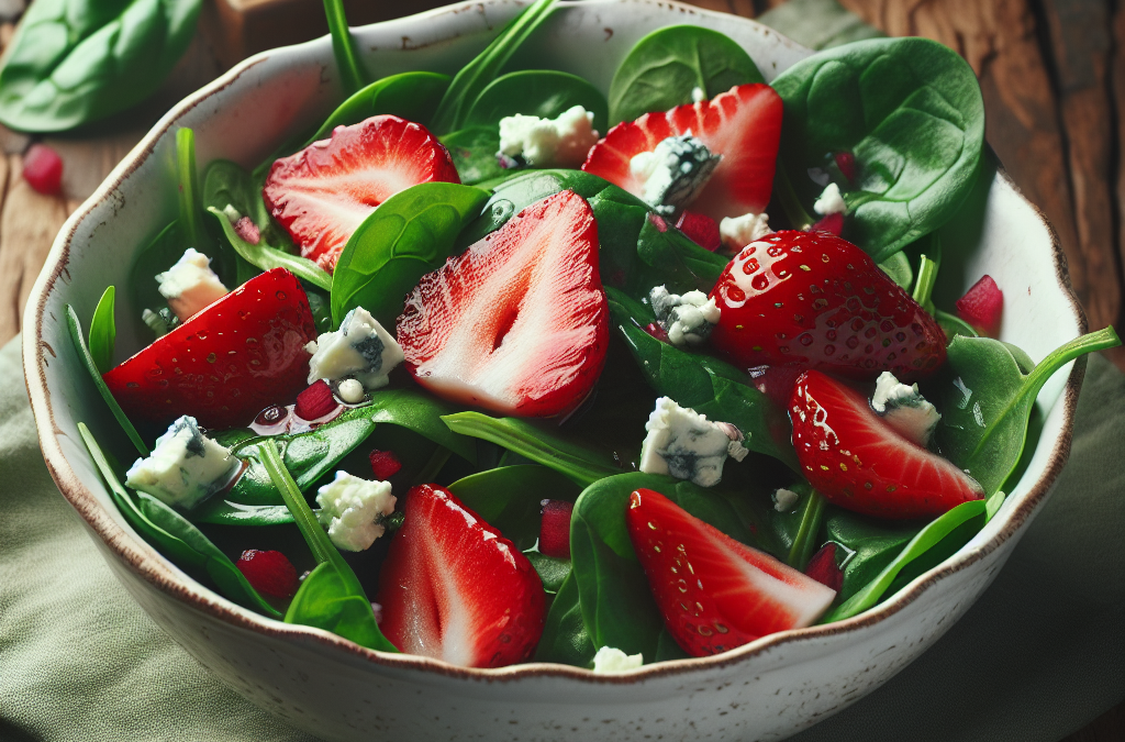 Ensalada de espinacas con fresas y queso azul