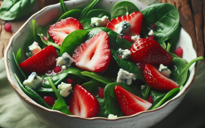 Ensalada de espinacas con fresas y queso azul