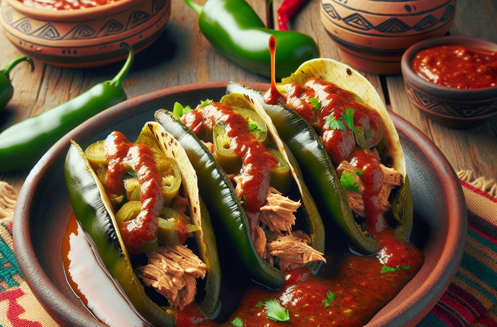 Chiles rellenos de atún con salsa de chipotle