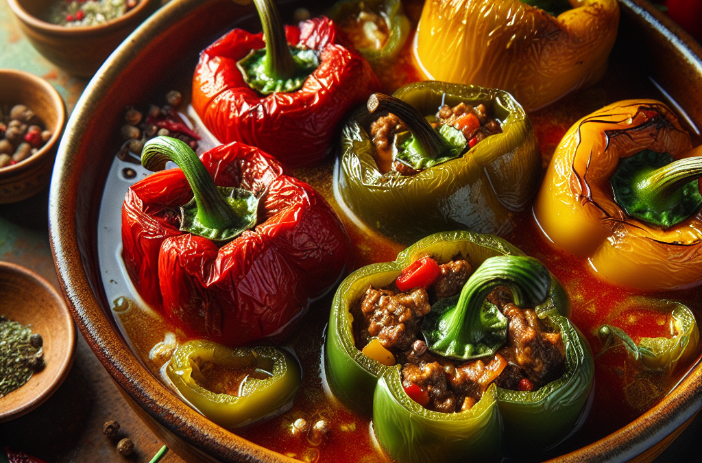 Guisado de pimientos rellenos de carne