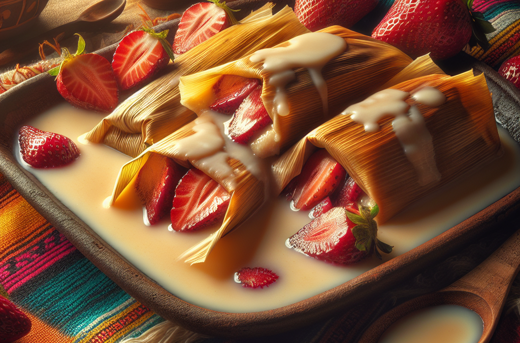 Tamales de fresa con leche condensada