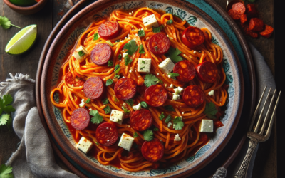 Fideo seco con chorizo y queso fresco