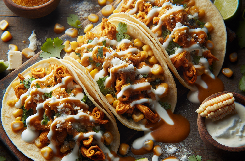 Tacos de huitlacoche con crema y queso