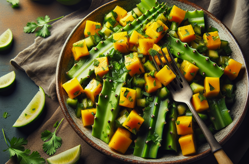 Ensalada vegana de nopales con mango