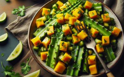 Ensalada vegana de nopales con mango