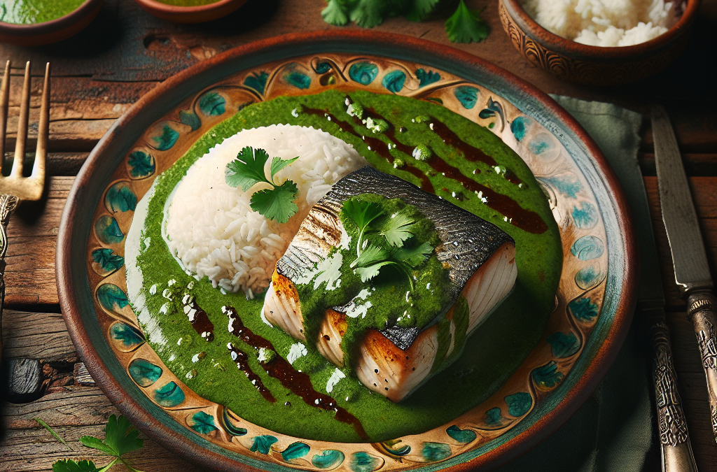 Filete de pescado en mole verde