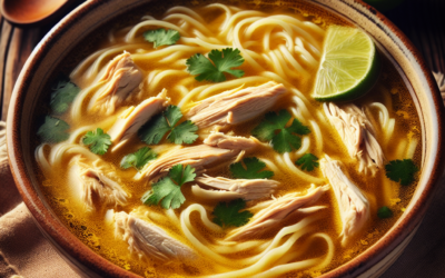 Sopa de fideos con pollo