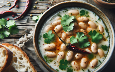 Sopa de frijol blanco con chile pasilla