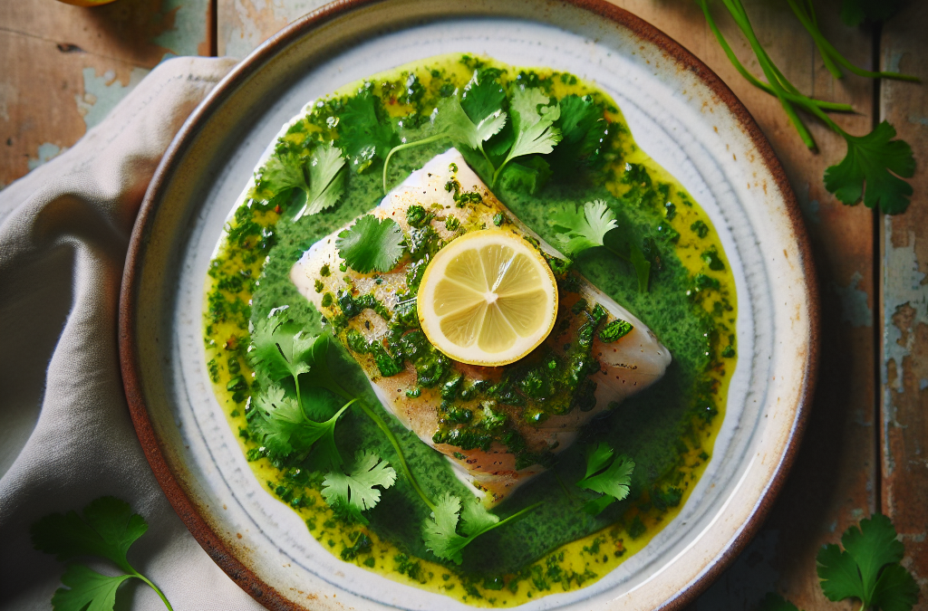 Pescado en salsa de cilantro y limón