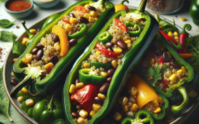 Chiles rellenos veganos de quinoa y verduras