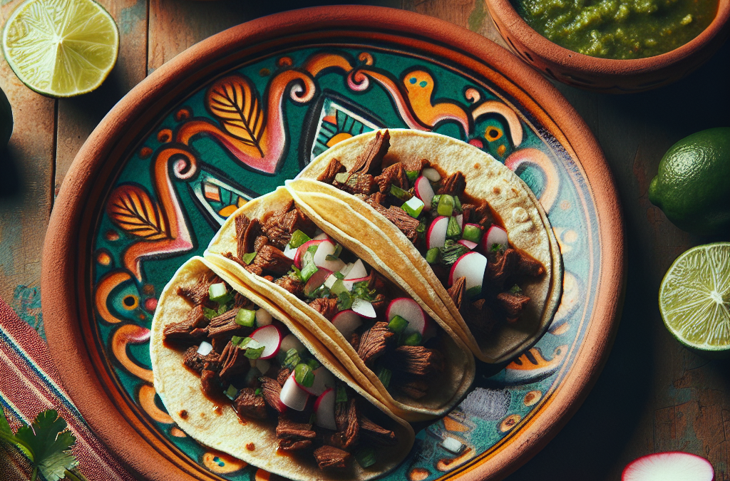 Tacos de guisado de res con salsa verde