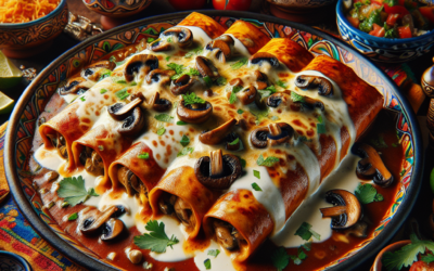 Enchiladas de hongos con queso y crema