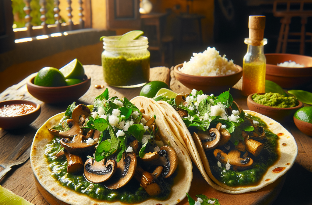 Tacos de hongos con epazote y queso