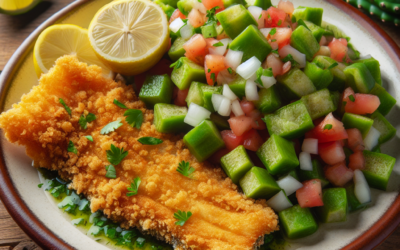 Pescado empanizado con ensalada de nopales