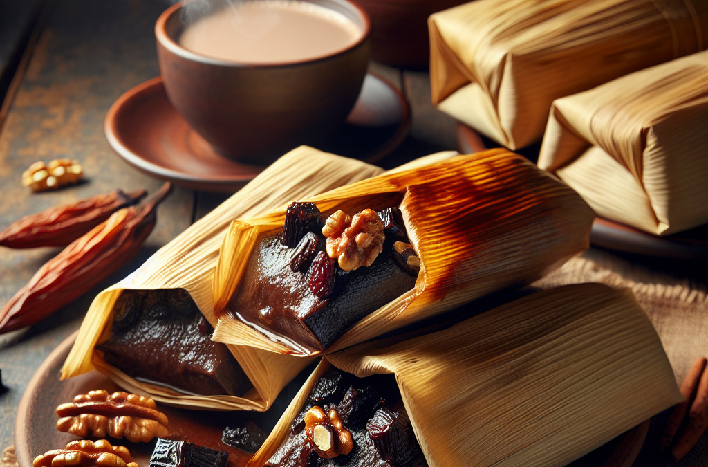 Tamales de chocolate con nueces y pasas