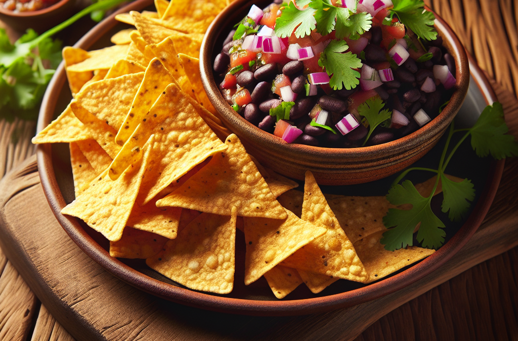 Tortilla chips con salsa de frijoles negros