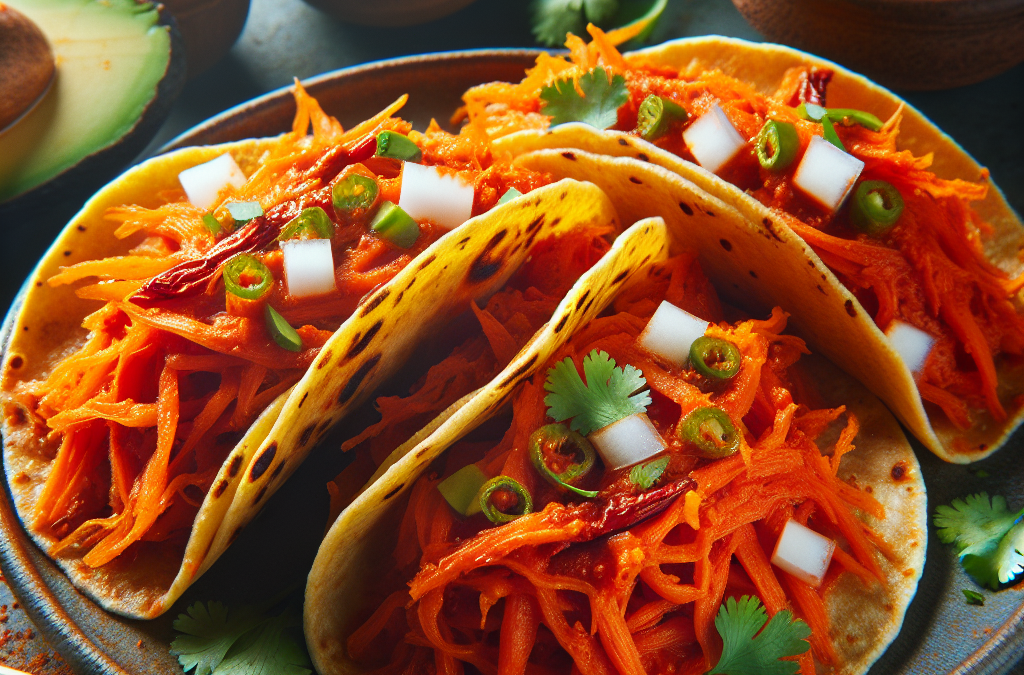 Tacos de tinga de zanahoria con chipotle