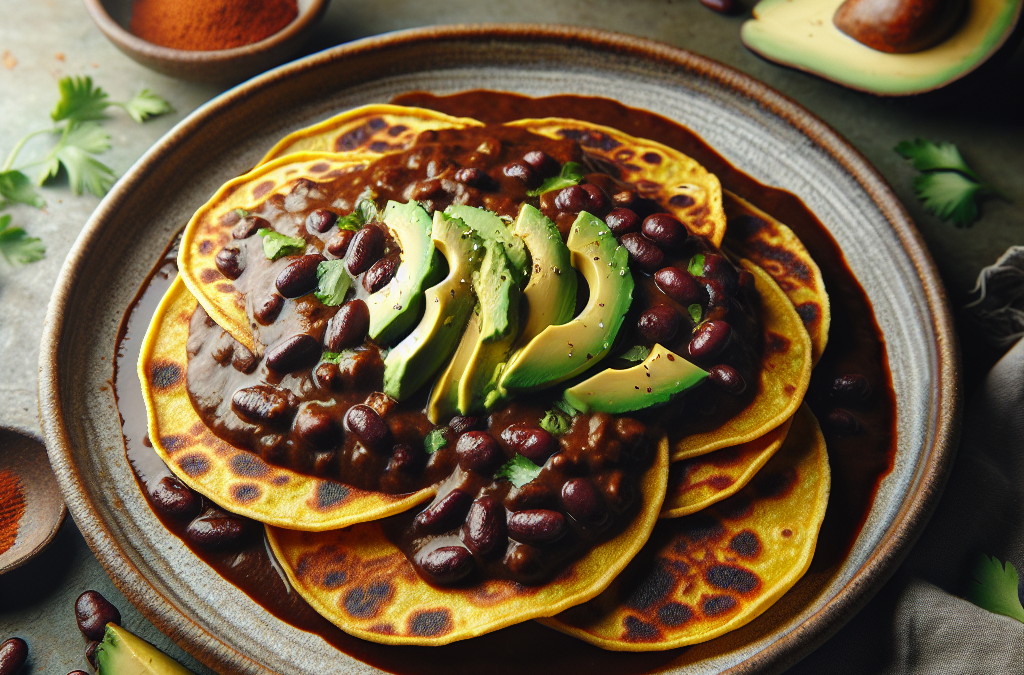 Enfrijoladas veganas con aguacate