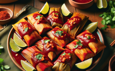 Tamales de mole rojo con carne de cerdo