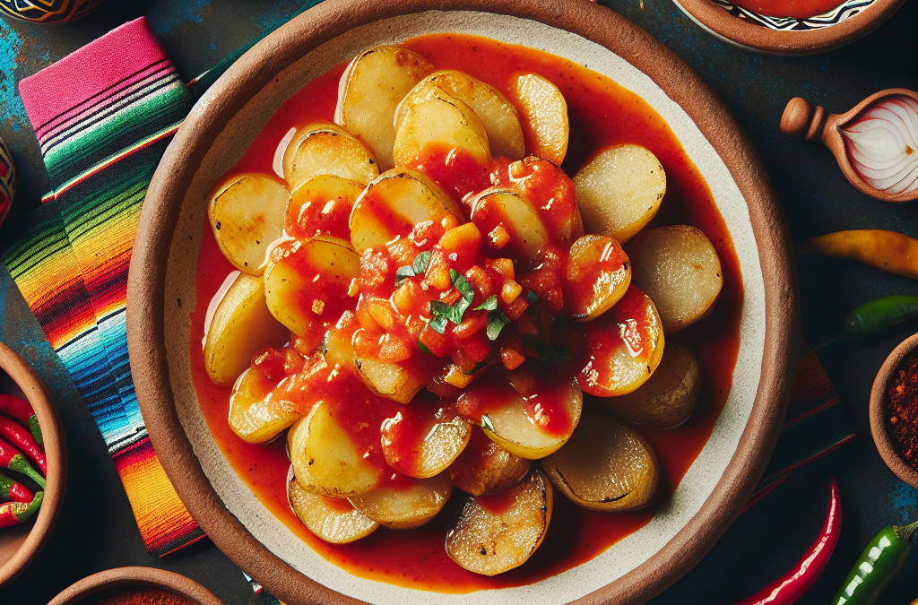 Papas a la diabla con salsa de chile de árbol