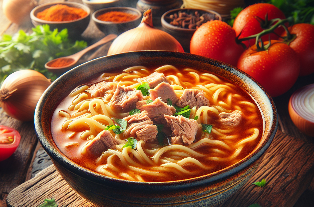 Sopa de fideo con atún