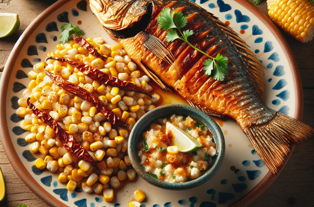 Pescado con esquites al estilo mexicano