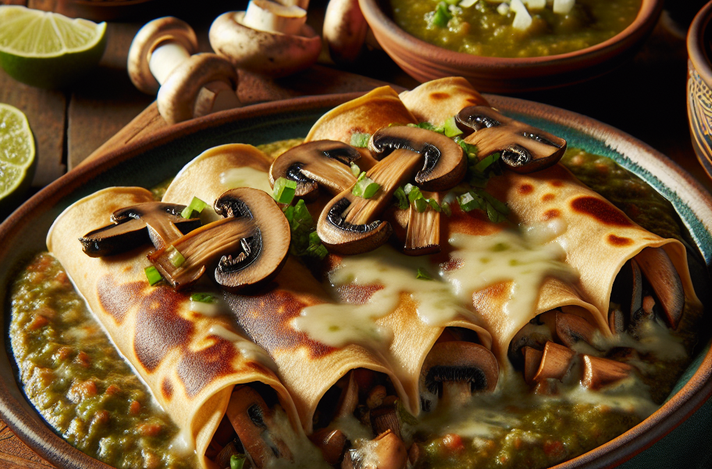 Enchiladas de hongos con salsa verde