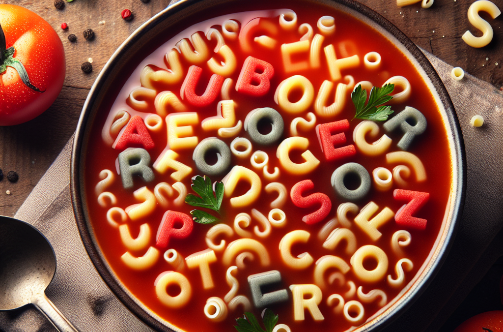 Sopa de letras con caldo de jitomate